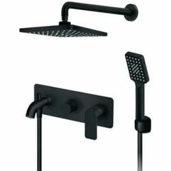 Rosan S.2 Black Uzidna baterija sa izlivom zidnim tušem 210*210mm i ručnim tušem 231705B
