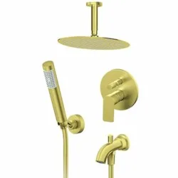 Rosan S.2 Gold Uzidna baterija sa izlivom, plafonskim tušem D.250mm i ručnim tušem 231703G