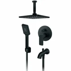 Rosan S.2 Black Uzidna baterija sa izlivom plafonskim tušem 210*210mm i ručnim tušem 231703B