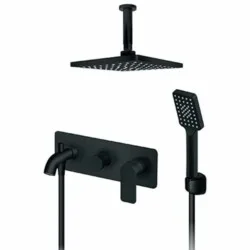 Rosan S.2 Black Uzidna baterija sa izlivom plafonskim tušem 210*210mm i ručnim tušem 231707B