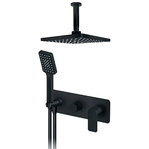 Rosan S.2 Black Uzidna baterija sa plafonskim tušem 210*210mm i ručnim tušem 231607B