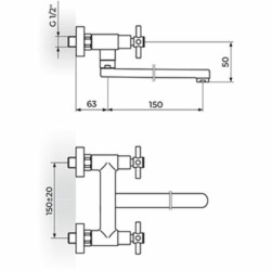 Rosan XO baterija za sudoperu - lavabo - donji izliv 150mm XO32115