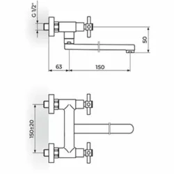 Rosan XO baterija za sudoperu - lavabo - donji izliv 150mm XO32115