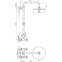 Rosan XO baterija za tuš kadu sa usponskim tušem i ručnim tušem XO37251