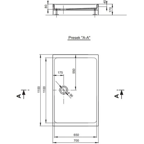 Polyagram Tuš kada Merkur f90 komplet 110x70cm