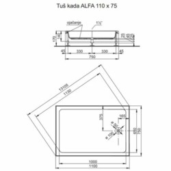 Polyagram Tuš kada Alfa f50 specijal komplet 110x75cm