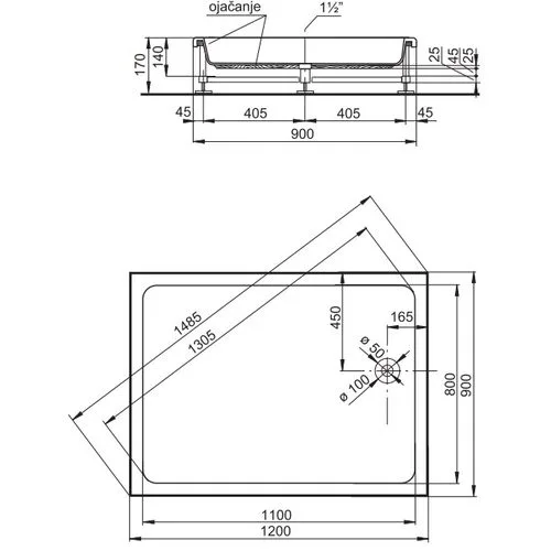 Polyagram Tuš kada Alfa f50 specijal solo 120x90cm
