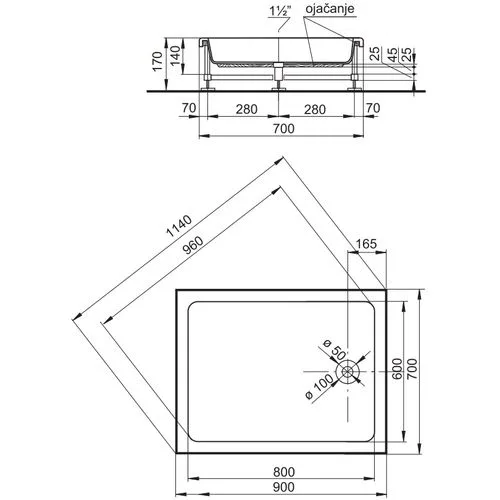 Polyagram Tuš kada Alfa f50 specijal solo 70x90cm