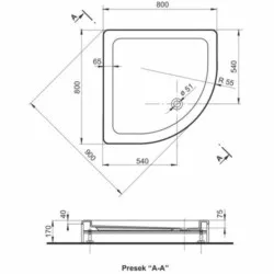 Polyagram Tuš kada Polukrug f50 solo 80x80cm