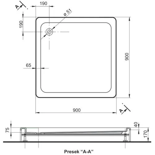 Polyagram Tuš kada Kocka f50 komplet 90x90cm