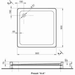 Polyagram Tuš kada Kocka f50 solo 90x90cm