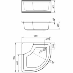 Polyagram Tuš kada Polukrug f50 komplet duboka 90x90cm