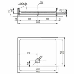 Polyagram Tuš kada Pluton f90 komplet 110x80cm