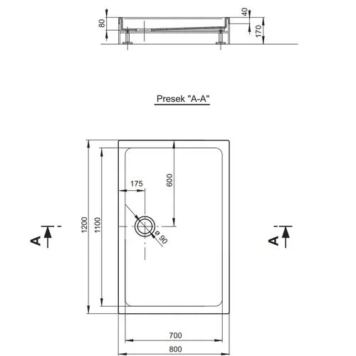 Polyagram Tuš kada Saturn f90 komplet 120x80cm