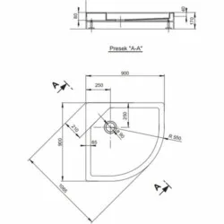 Polyagram Tuš kada Uran Polukrug f90 solo 90x90cm