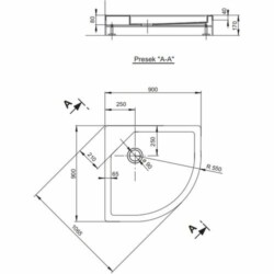 Polyagram Tuš kada Uran Polukrug f90 komplet 90x90cm