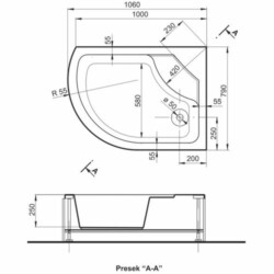 Polyagram Tuš kada Elena Leva/Desna f50 komplet 110x80cm