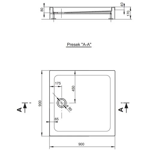 Polyagram Tuš kada Jupiter Kocka f90 komplet 90x90cm