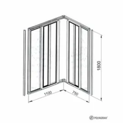 Polyagram Kabina Alfa Pleksiglas Silver Profil 110x75cm