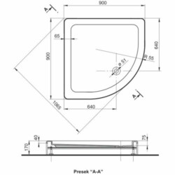 Polyagram Tuš kada Polukrug f50 komplet 90x90cm