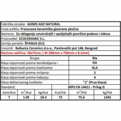 Agnes ADZ Natural 20x75cm