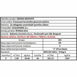 Ariana Graphite 25x70cm