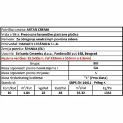 Artan Crema 33.3x55cm