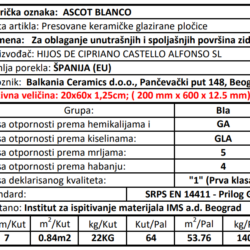 Ascot Blanco 20x60cm