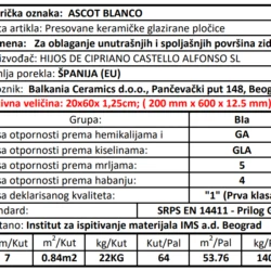 Ascot Blanco 20x60cm