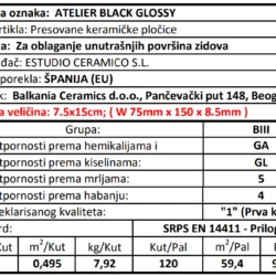Atelier Black Glossy 7.5x15cm