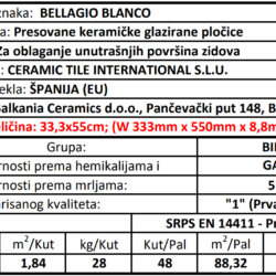 Bellagio Blanco 33.3x55cm