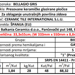 Bellagio Gris 33.3x55cm