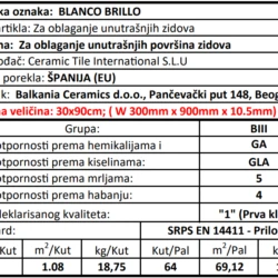 Blanco Brillo 30x90cm