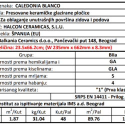 Caledonia Blanco 23.5x66.2cm