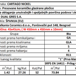 Cartago Nickel 45x45cm