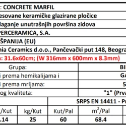 Concrete Marfil 31.6x60cm