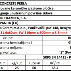 Concrete Perla 31.6x60cm