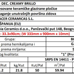 Creamy Decor Brillo 33.3x90cm