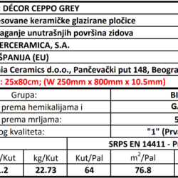 Ceppo Decor Grey 25x80cm