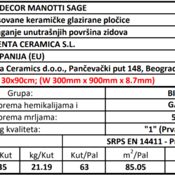 Le Giare Decor Manotti Sage 30x90cm