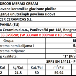 Meraki Decor Cream 33.3x90cm