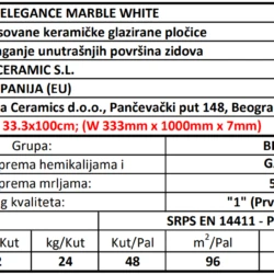 Elegance Marble White 33.3x100cm