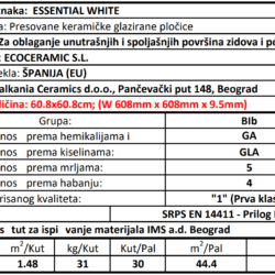 Essential White 60.8x60.8cm