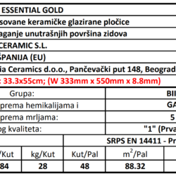 Essential Gold 33.3x55cm