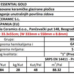 Essential Gold 33.3x55cm