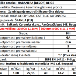 Habanera Decor Beige 30x90cm