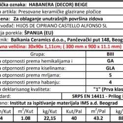 Habanera Decor Beige 30x90cm