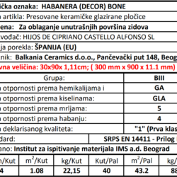 Habanera Decor Bone 30x90cm