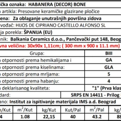 Habanera Decor Bone 30x90cm