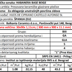 Habanera Base Beige 30x90cm